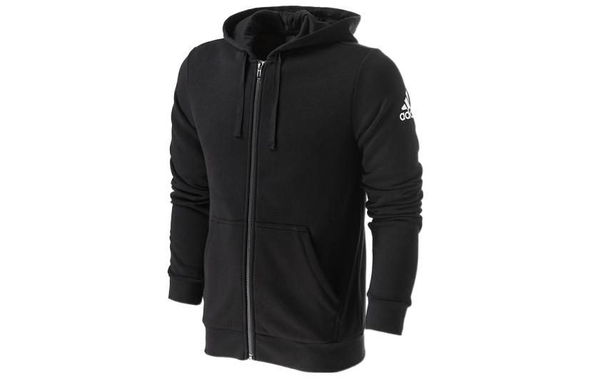 adidas Black Zip-Up Hoodie Jacket with Sleeve Logo Print BK3717