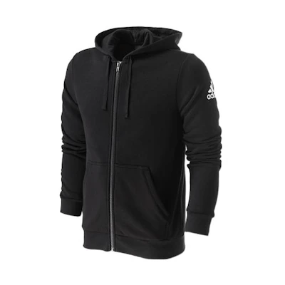 adidas Black Zip-Up Hoodie Jacket with Sleeve Logo Print BK3717