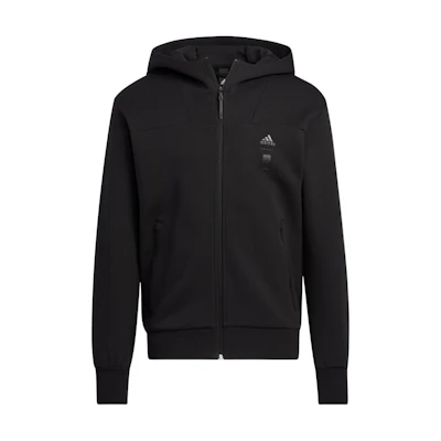 adidas Black Zip-Up Hoodie with Solid Embroidered Logo HN8978