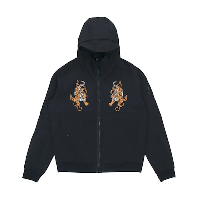 adidas Black Zip-Up Hoodie with Twin Tiger Design GG0767