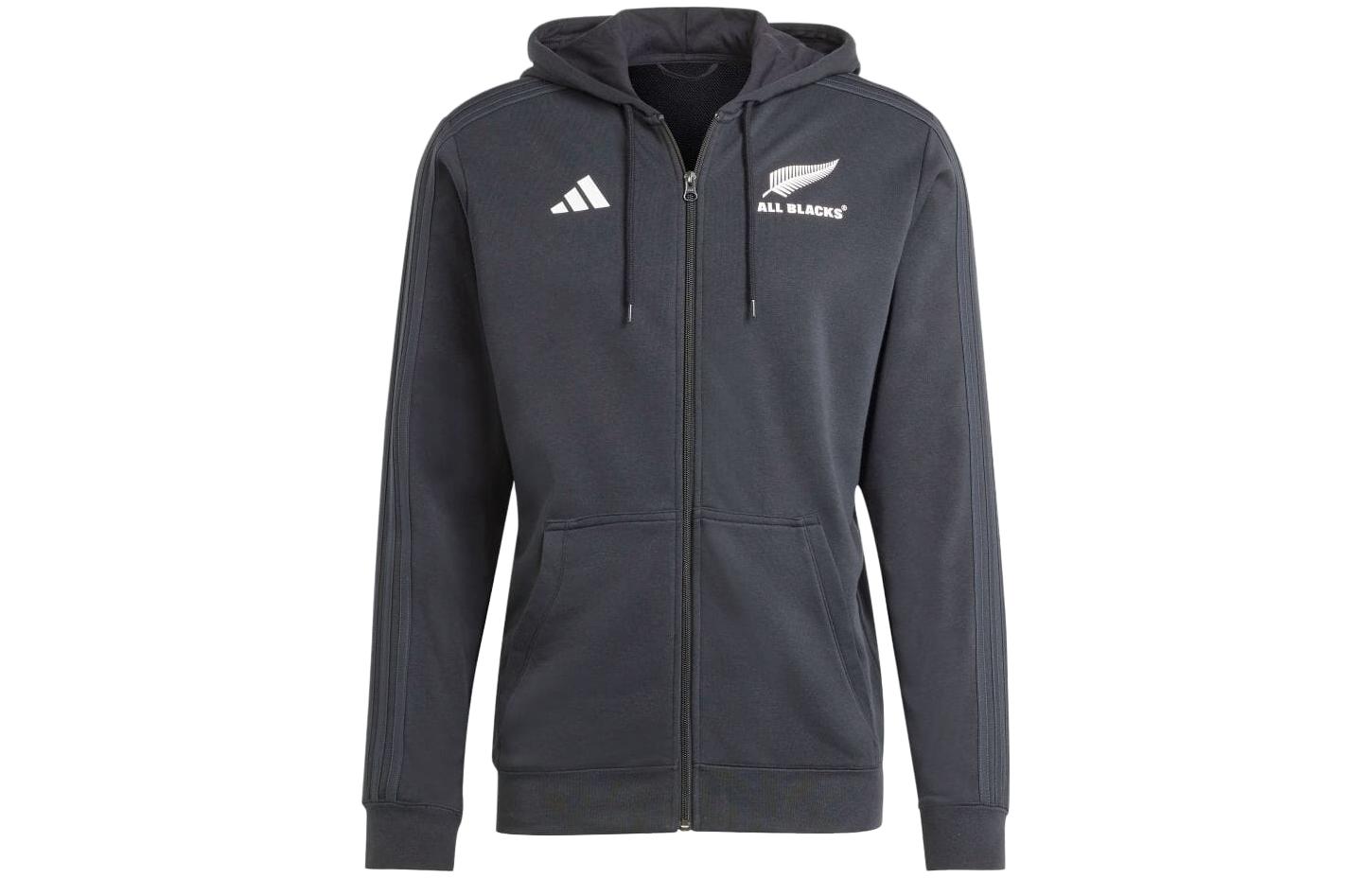 adidas Black Zip-Up Logo Hoodie Jacket HZ4491