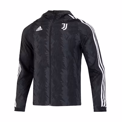 adidas Black Zip Hoodie Jacket with Printed Logo and Stripes HD8867