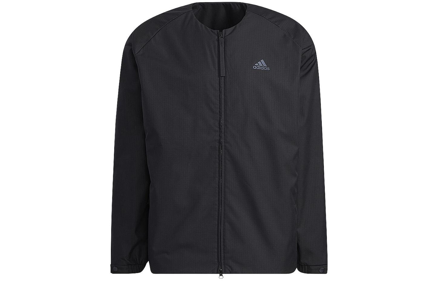 adidas Black Zip Logo Print Solid Jacket AD0043