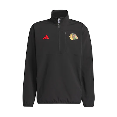 adidas Blackhawks Fleece Top Hockey Quarter-Zip Jacket Black IP5822