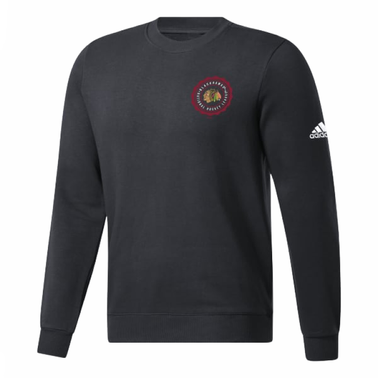 adidas Blackhawks Logo Print Hockey Long-Sleeve Sweatshirt Black IK9277