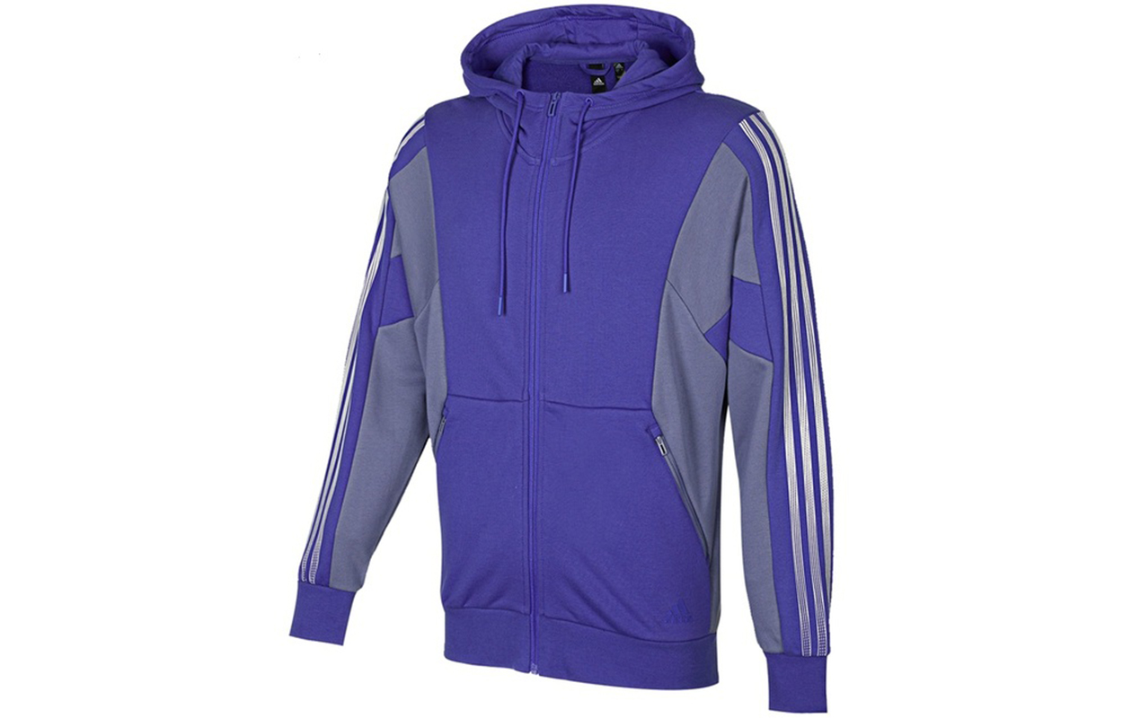 adidas Block Color Knit Hoodie Jacket Dark Purple H40198
