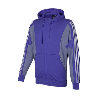 adidas Block Color Knit Hoodie Jacket Dark Purple H40198
