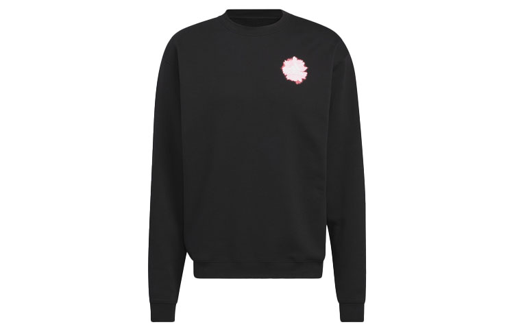 adidas BLOOM Black Crewneck Sweatshirt Floral Logo Unisex Casual Fit IC7744