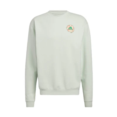 adidas Bloom Crew Sweatshirt Floral Logo Unisex - Linen Green IC7746