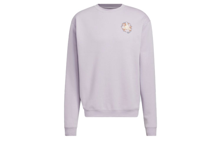 adidas BLOOM Crew Sweatshirt Floral Print Logo Unisex Silver HT3147