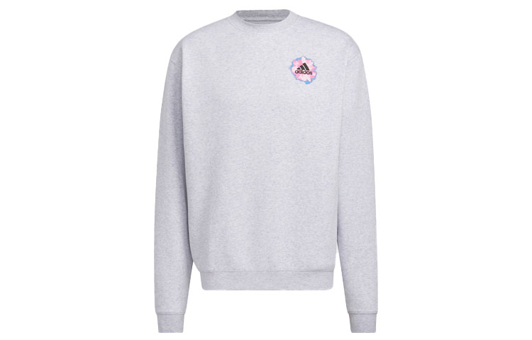 adidas Bloom Crew Sweatshirt Floral Print Unisex Light Heather Gray IC7769