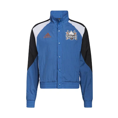 adidas Blue Colorblock Logo Print Stand Collar Jacket HP1699