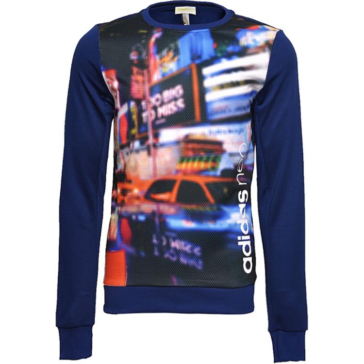 adidas Blue Crewneck Casual Warm Long-Sleeve Sweatshirt BQ0466