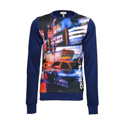 adidas Blue Crewneck Casual Warm Long-Sleeve Sweatshirt BQ0466