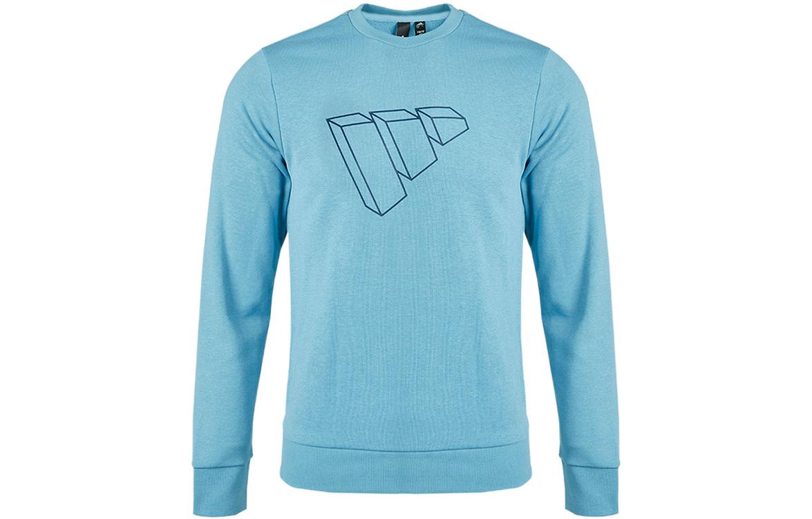 adidas Blue Crewneck Logo Print Casual Sports Pullover Sweatshirt GP1005