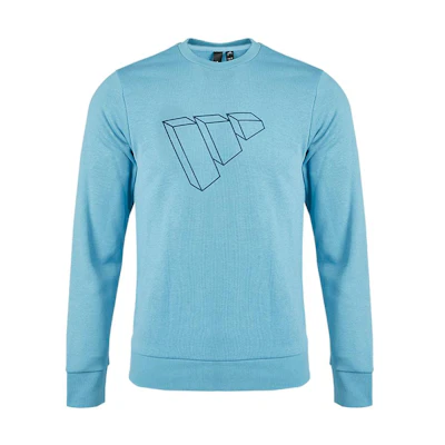 adidas Blue Crewneck Logo Print Casual Sports Pullover Sweatshirt GP1005