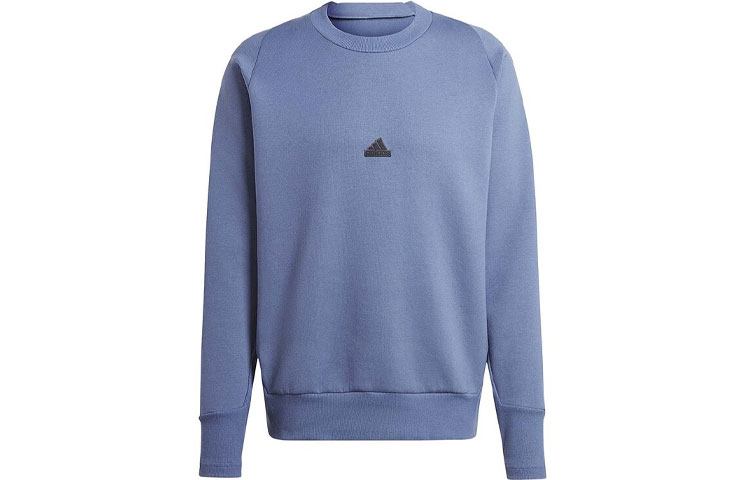 adidas Blue Crewneck Pullover Sweatshirt with Solid Logo Design IR5243