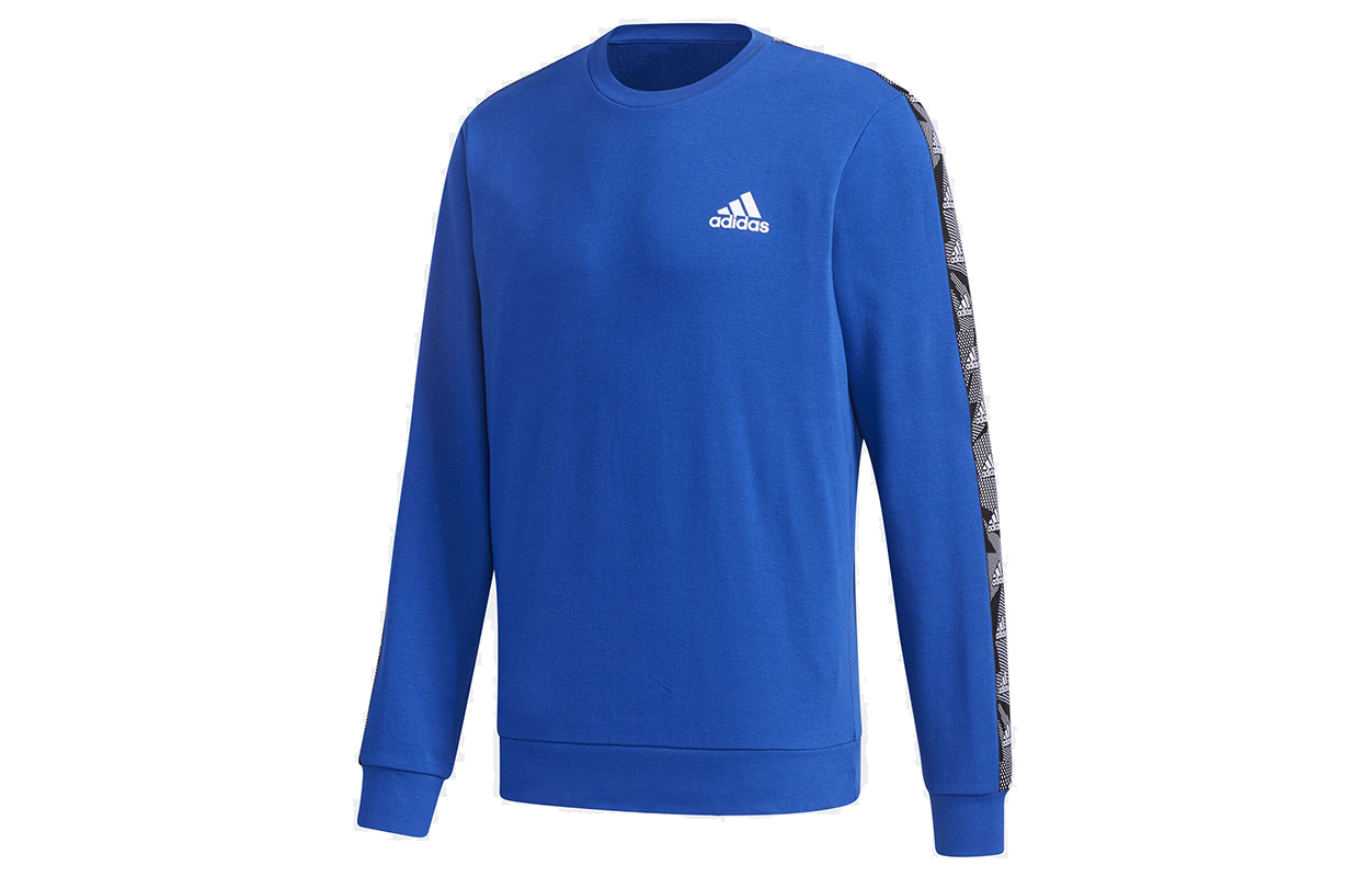 adidas Blue Crewneck Pullover Sweatshirt with Tape Logo Design GD5449