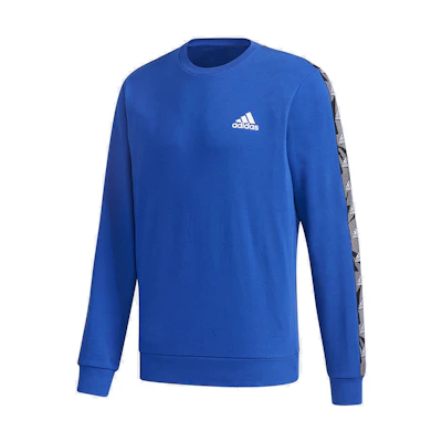 adidas Blue Crewneck Pullover Sweatshirt with Tape Logo Design GD5449