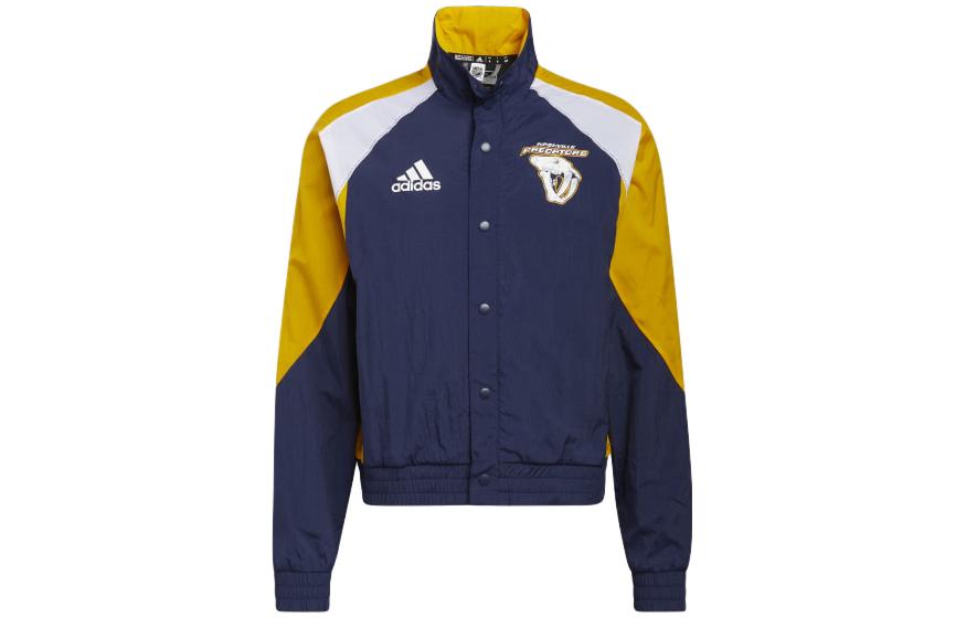 adidas Blue Embroidered Logo Stand Collar Jacket HP1738
