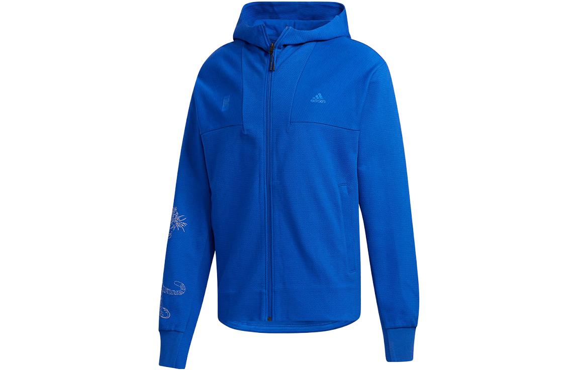 adidas Blue Fall Solid Color Hoodie Casual Jacket Long Sleeve GF4043