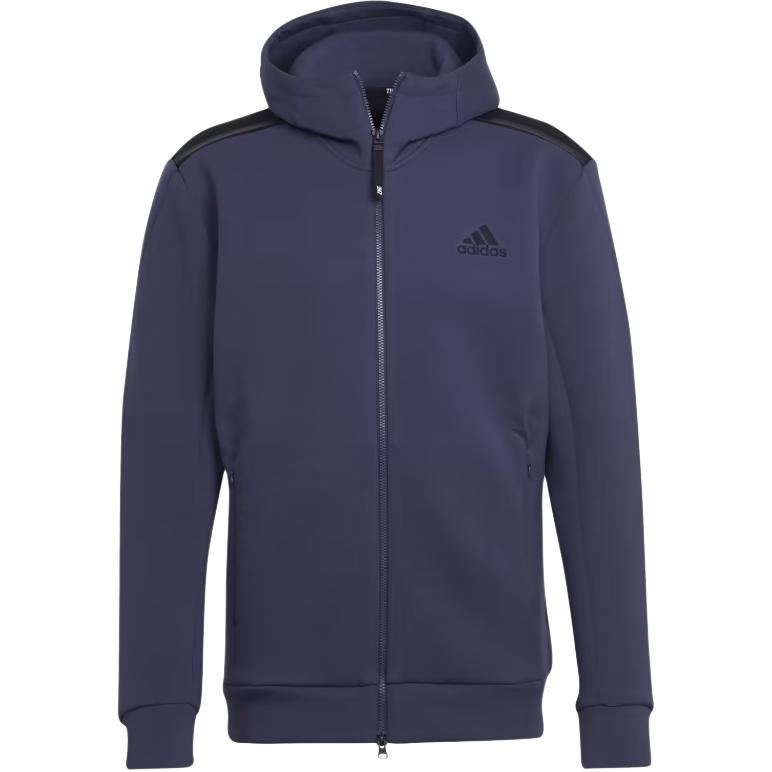 adidas Blue Full-Zip Hoodie Jacket with Logo Patch HC5780