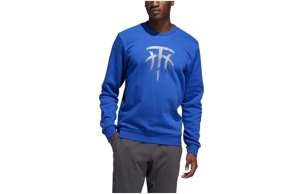 adidas Blue Graphic Print Crewneck Pullover Sweatshirt FM4753