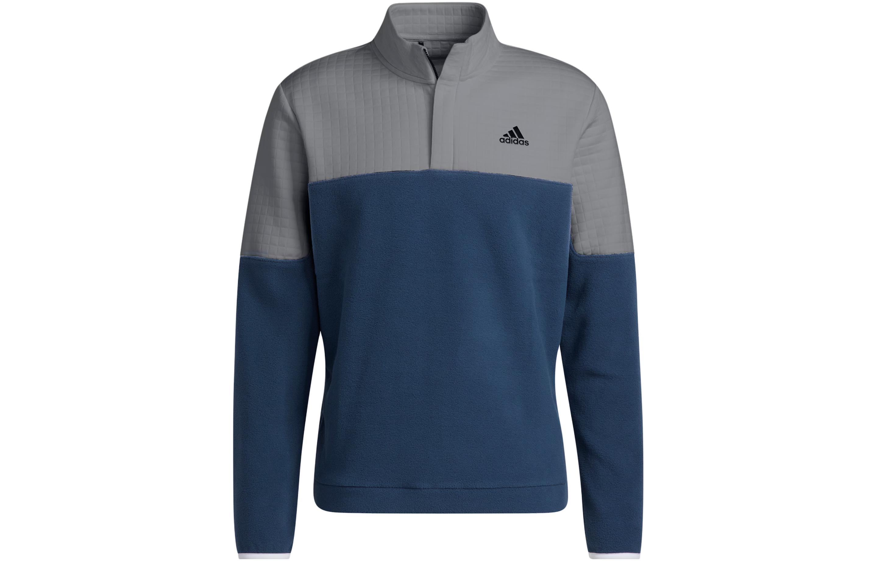 adidas Blue Half-Zip Pullover Sweatshirt with Logo Embroidery HF6528