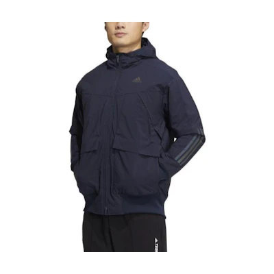adidas Blue Hoodie Jacket with Letter Logo Print IC3559