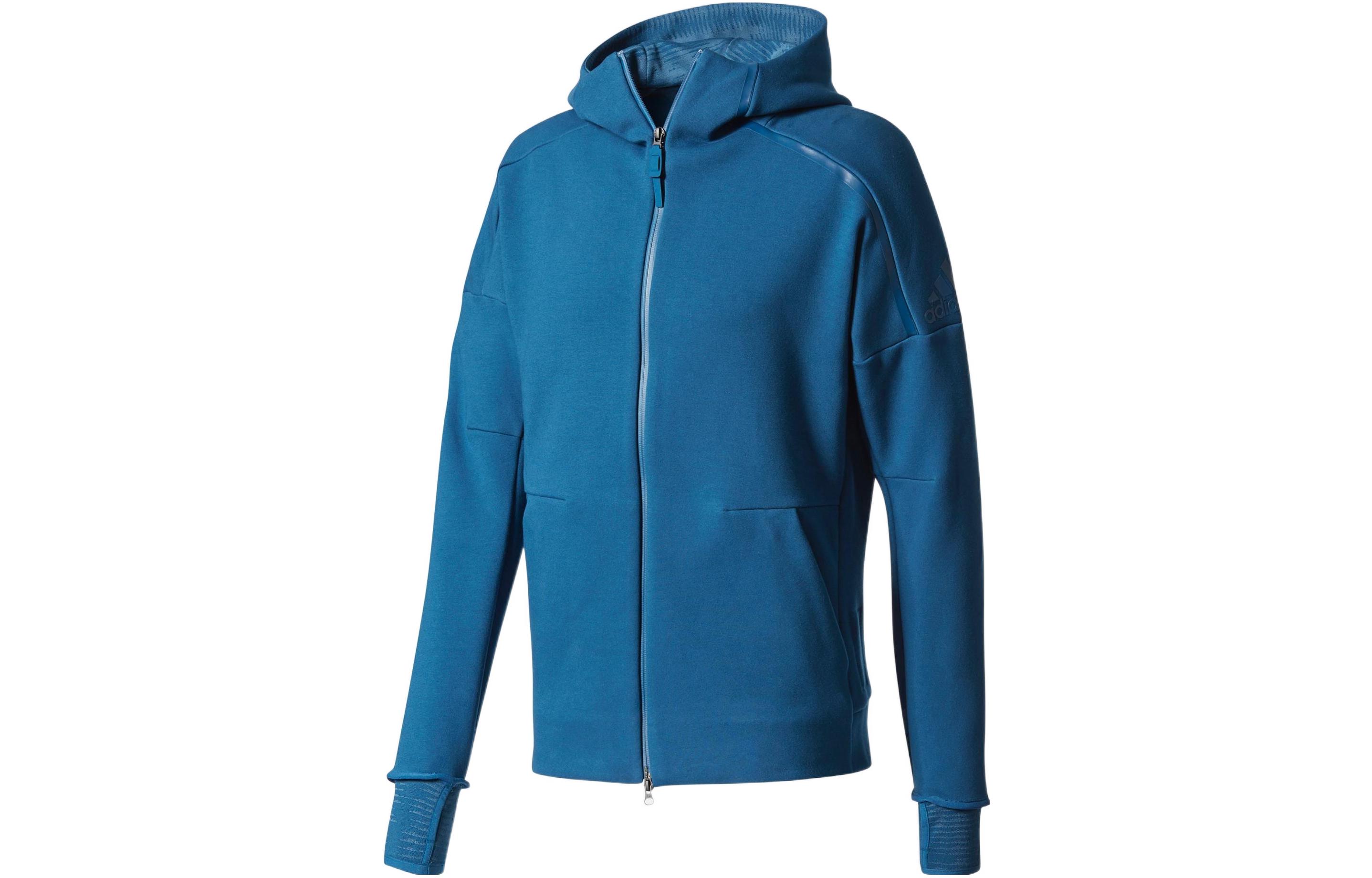 adidas Blue Hoodie Jacket with Solid Color Logo Print BQ0095