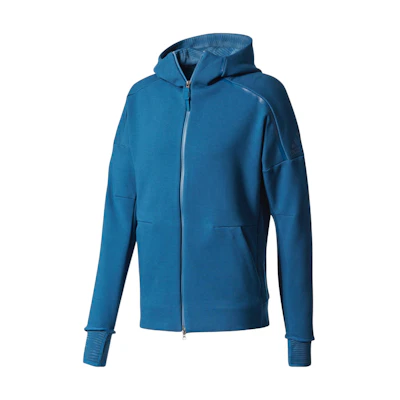 adidas Blue Hoodie Jacket with Solid Color Logo Print BQ0095