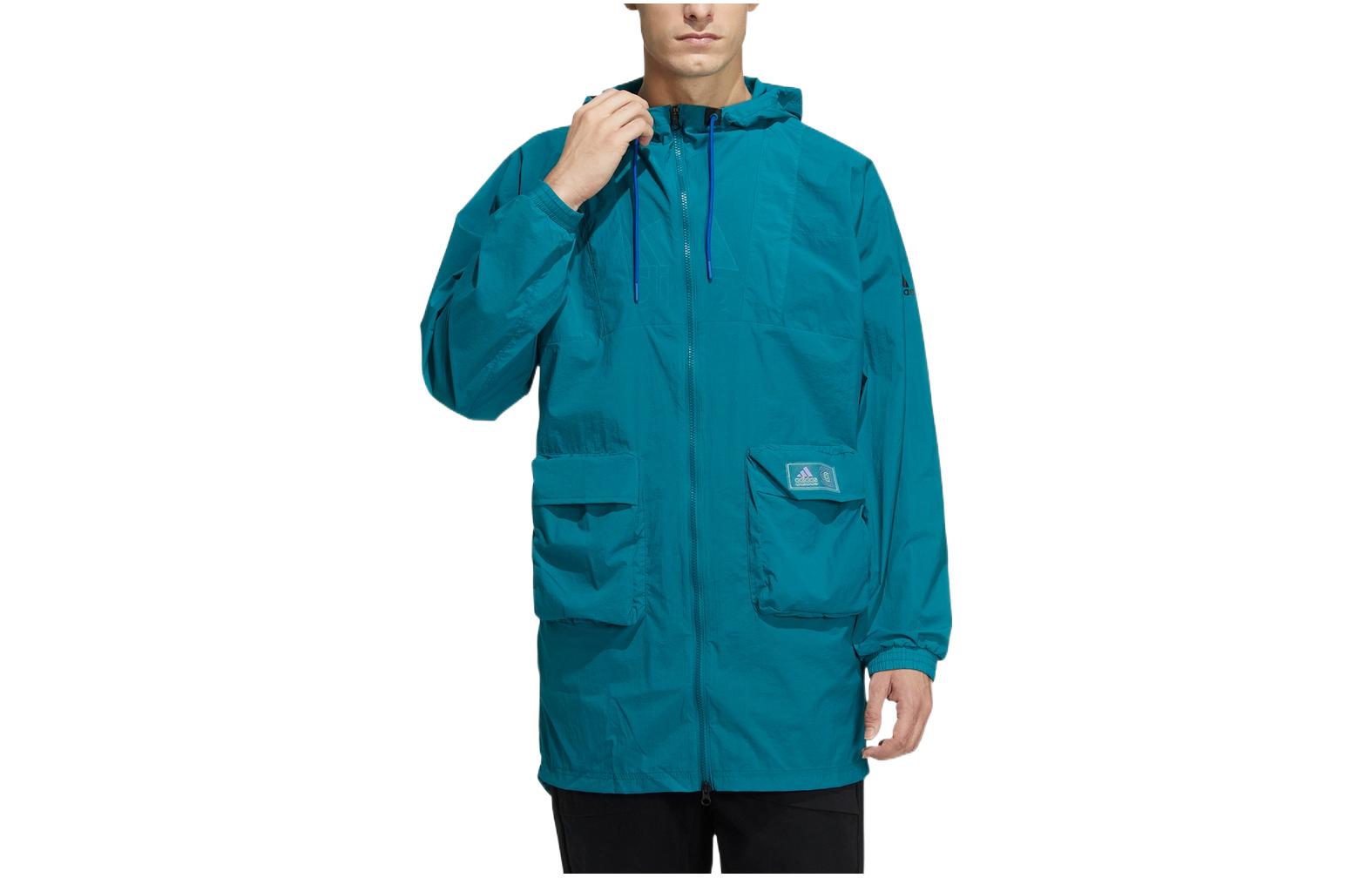 adidas Blue Hoodie with Logo Print and Pocket Design HE9926