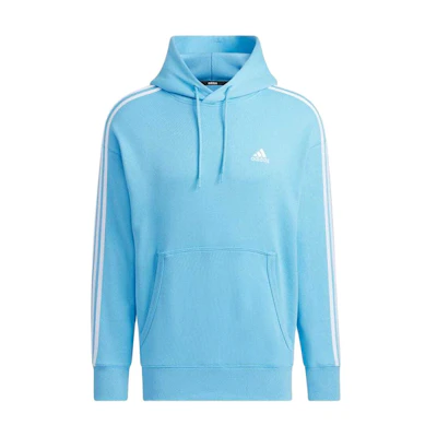 adidas Blue Hoodie with Striped Logo Embroidery Long Sleeve JF3985