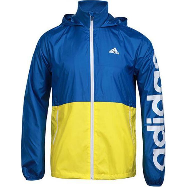 adidas Blue Jacket with Logo Print and Spliced Design AJ3680