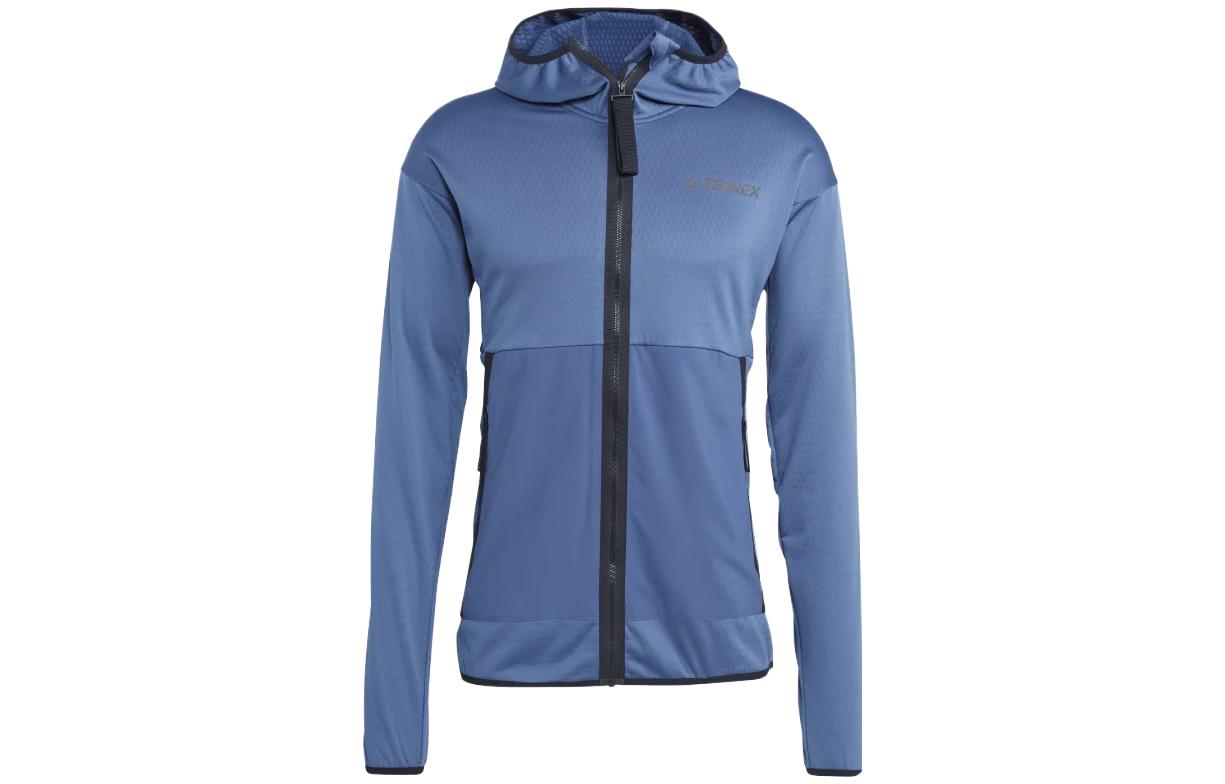 adidas Blue Letter Print Hoodie Jacket Long Sleeve HT2008