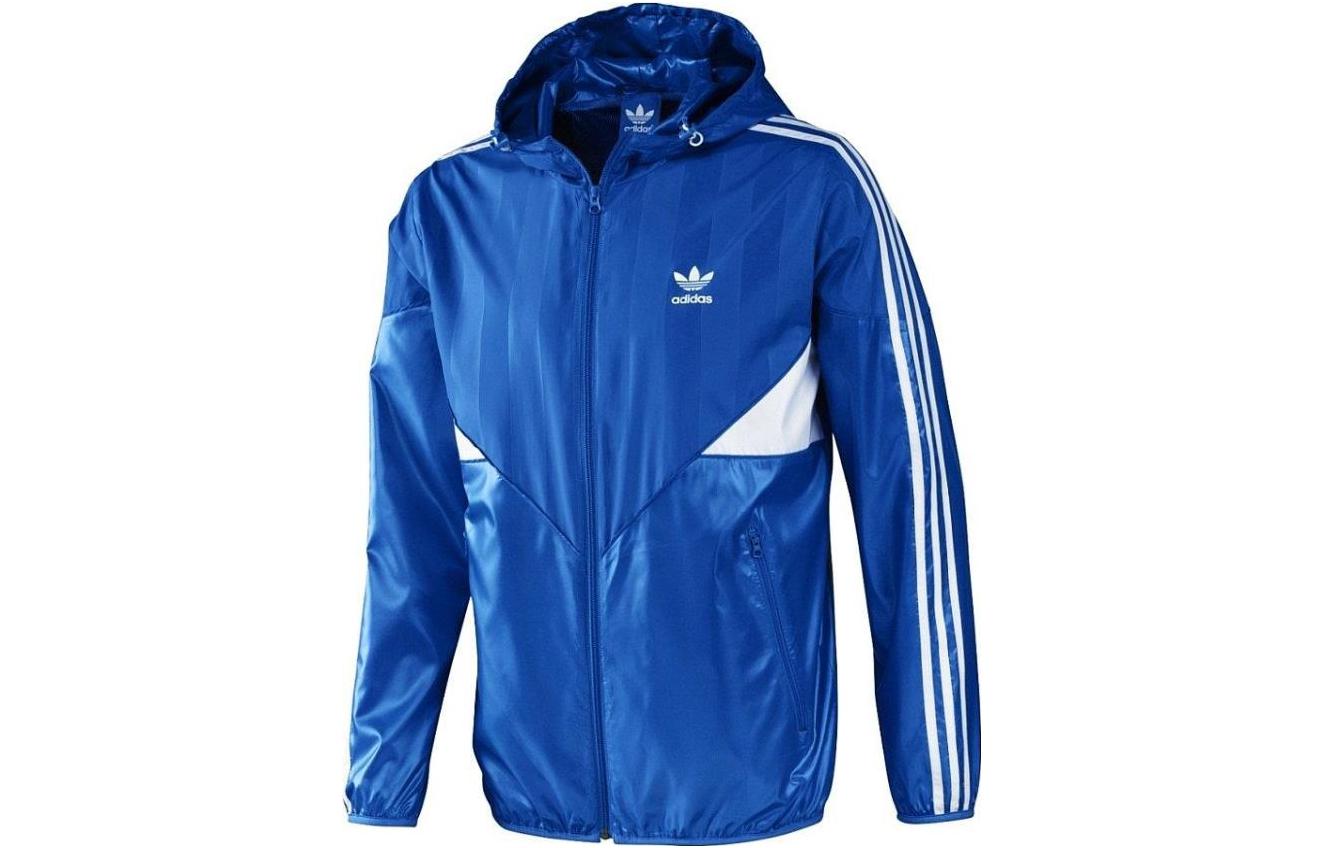 adidas Blue Logo Embroidered Zip-Up Hoodie Jacket F77759
