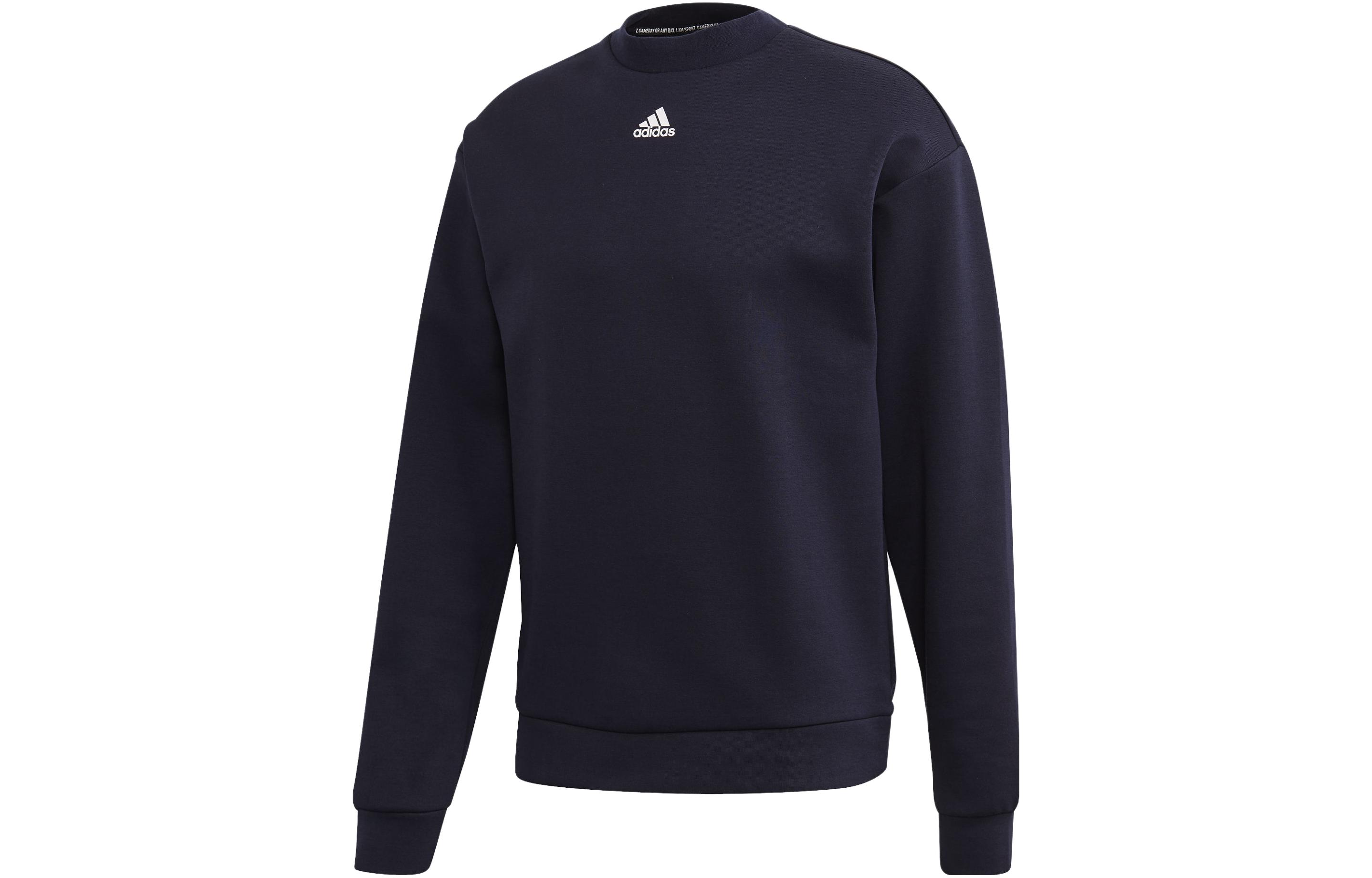 adidas Blue Logo Print Crewneck Long Sleeve Sweatshirt FI7952