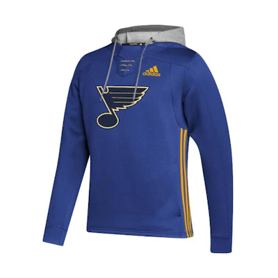 adidas Blue Logo Print Hoodie with Striped Trim and Drawstring HP1708