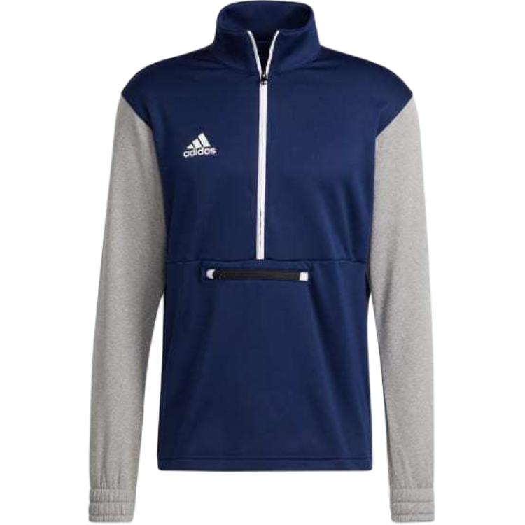 adidas Blue Logo Print Pullover Sweatshirt with Stand Collar HI0695