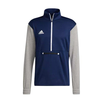 adidas Blue Logo Print Pullover Sweatshirt with Stand Collar HI0695