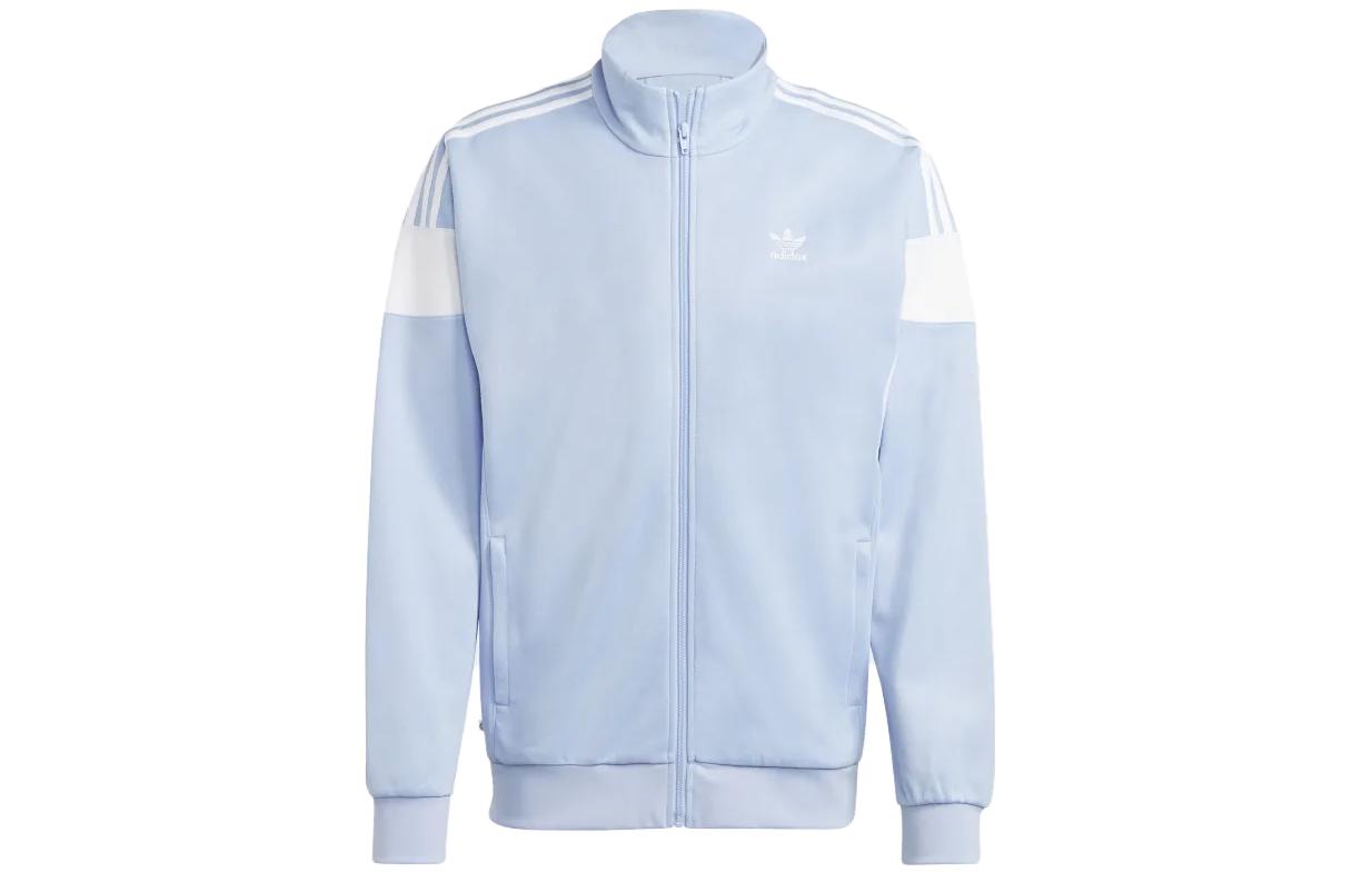 adidas Blue Logo Print Striped Zip-Up Track Jacket IB9949