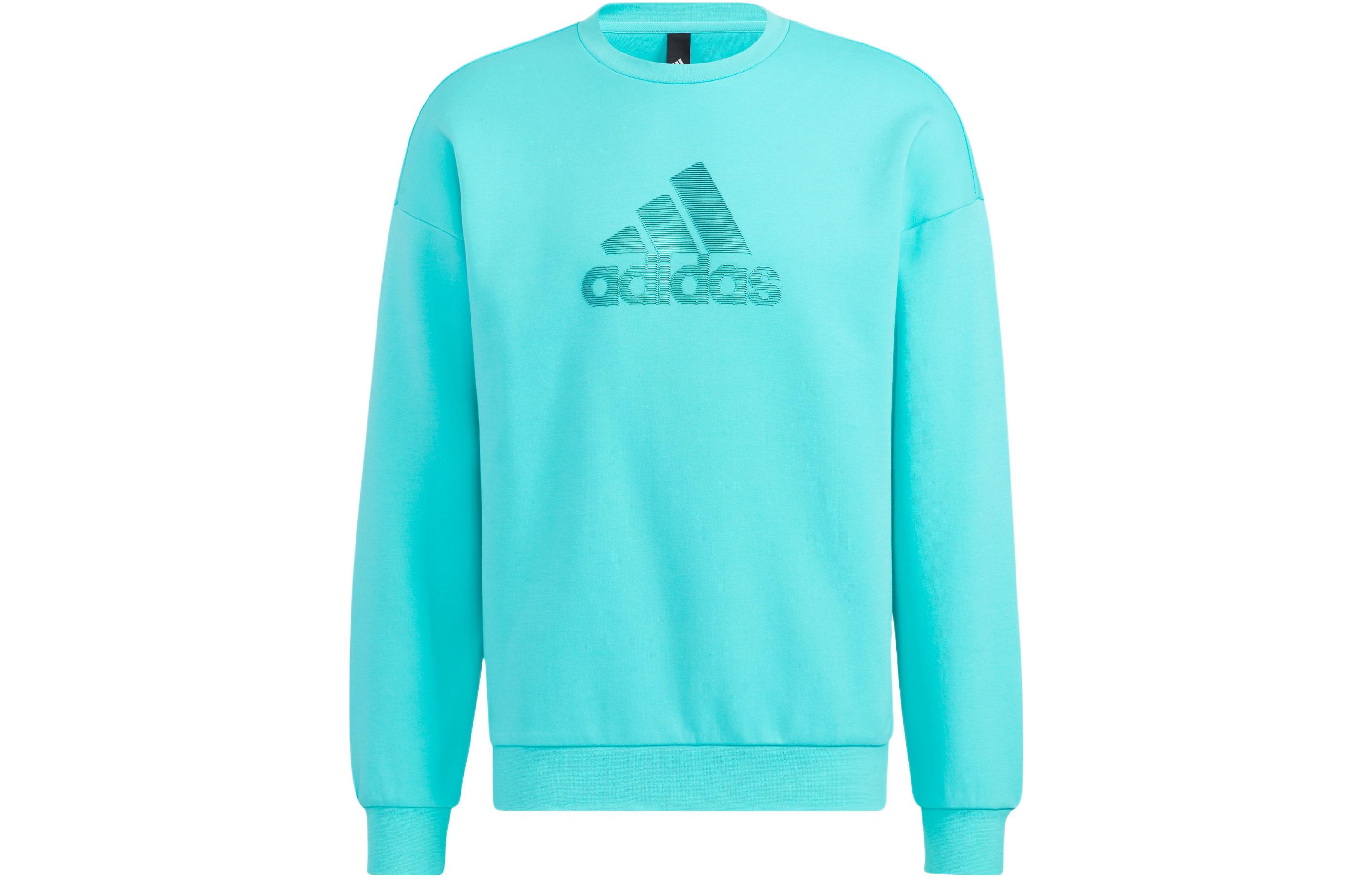 adidas Blue Logo Printed Crewneck Long Sleeve Sweatshirt HM2983