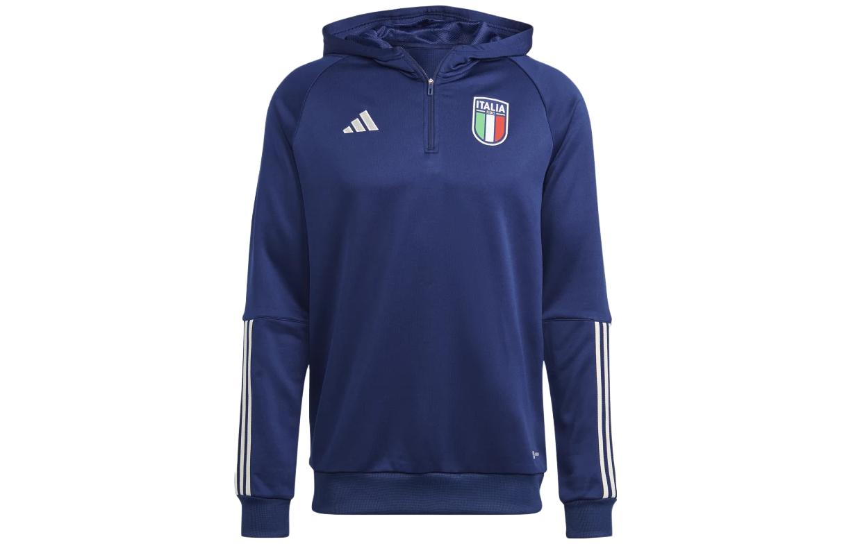 adidas Blue Logo Printed Long-Sleeve Hoodie HS9870