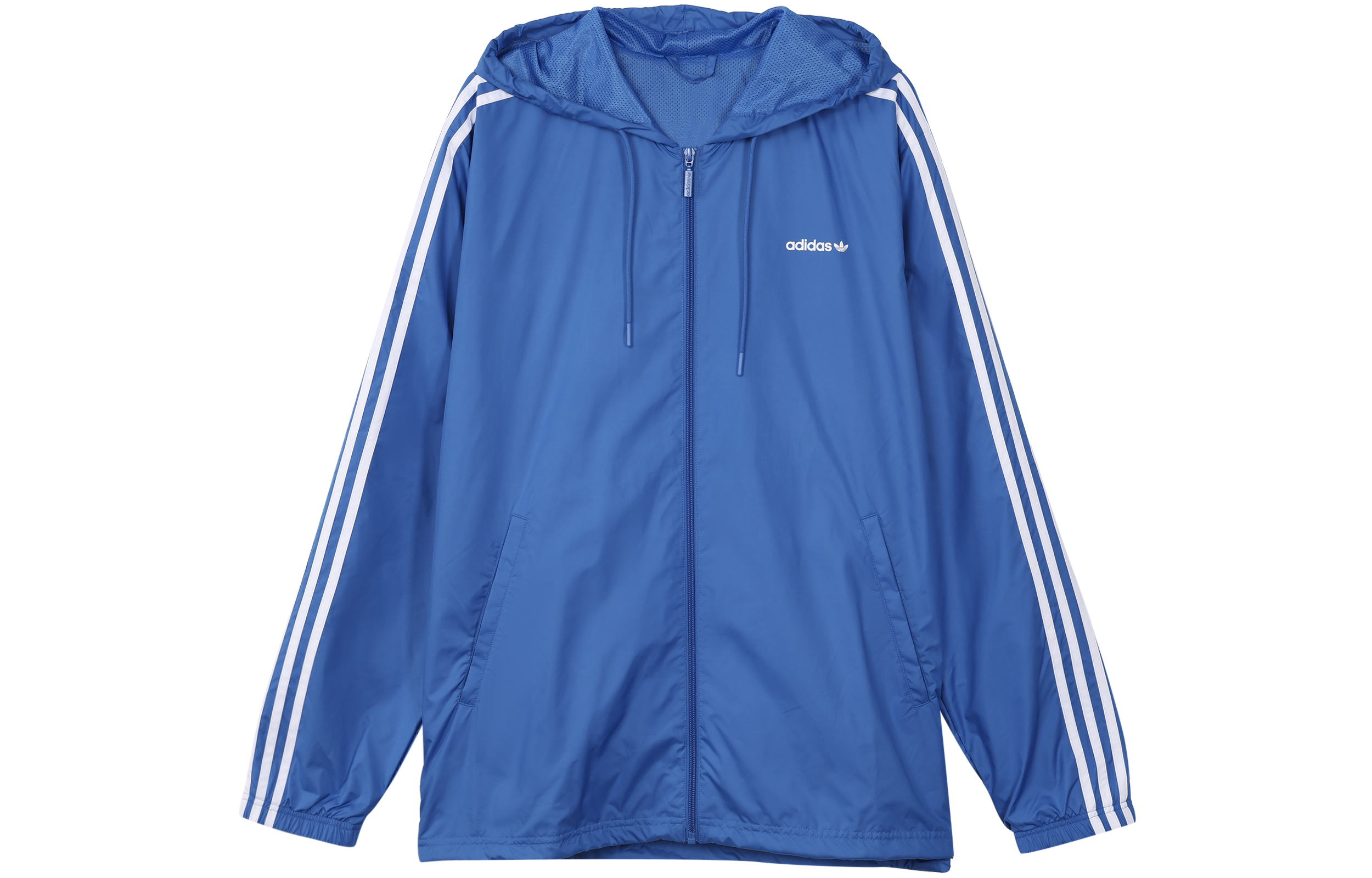 adidas Blue Logo Stripe Hoodie Zip Jacket HC7131