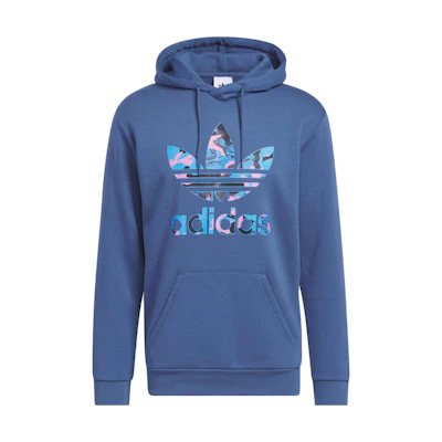 adidas Blue Long-Sleeve Hoodie Pullover Casual Sportswear HK2802