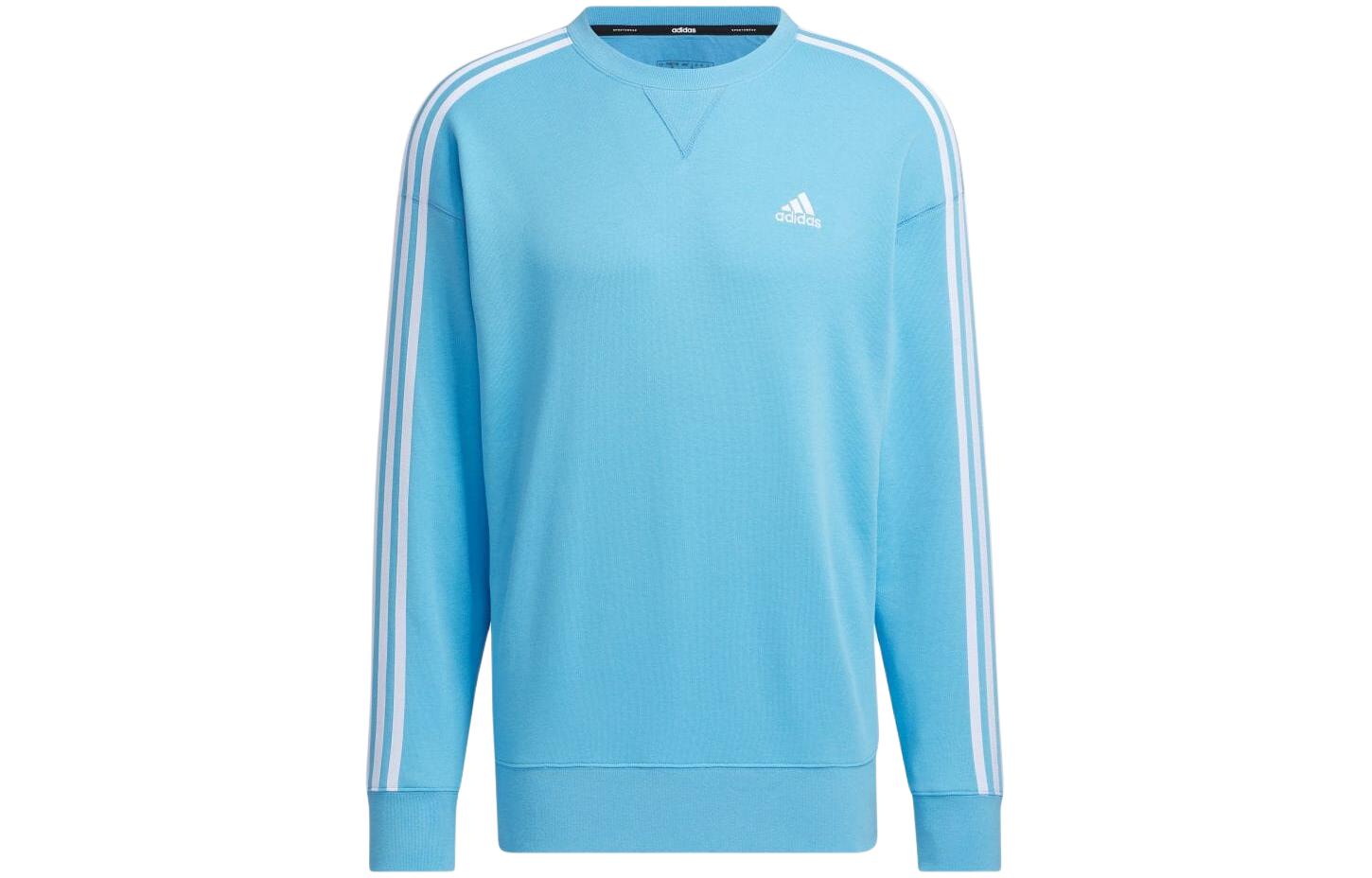 adidas Blue Pullover Sweatshirt with 3-Stripes Logo Print JF3987