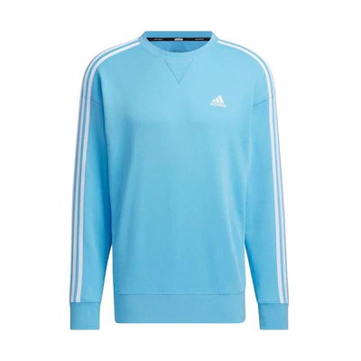 adidas Blue Pullover Sweatshirt with 3-Stripes Logo Print JF3987