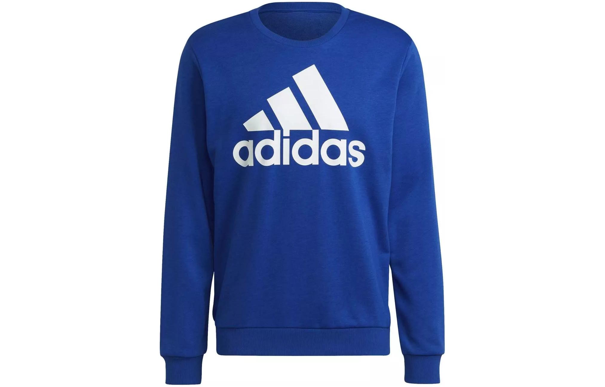 adidas Blue Pullover Sweatshirt with Logo Print Casual Style HE1840
