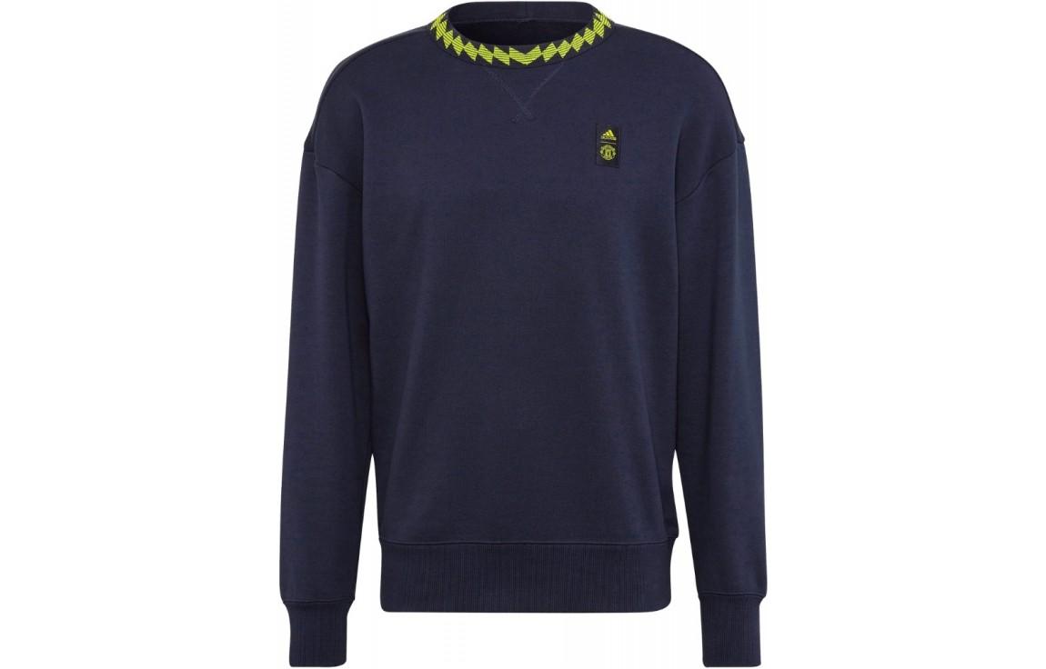 adidas Blue Pullover Sweatshirt with Solid Logo Design HE6652