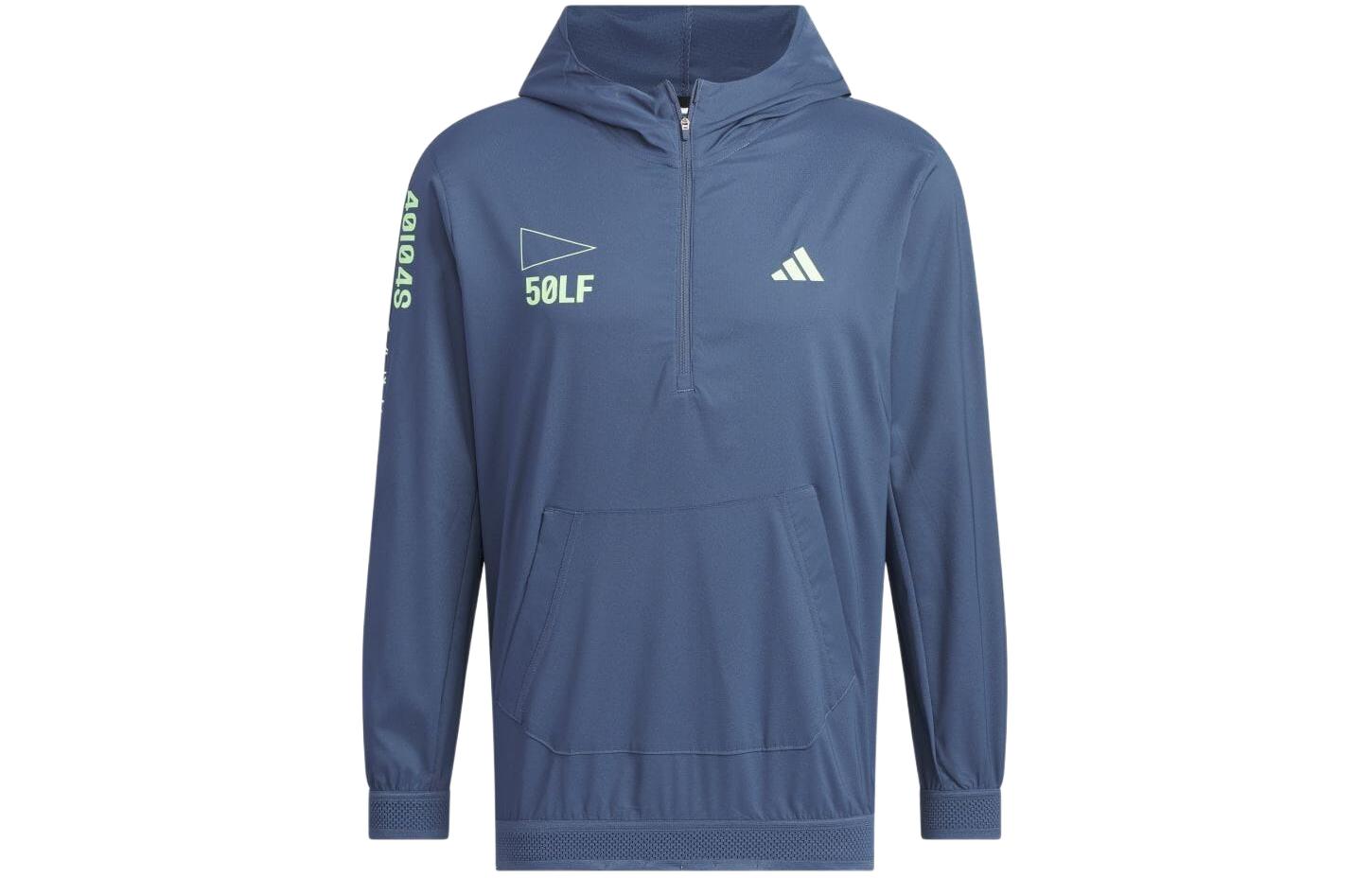 adidas Blue Quick-Dry Stretch Logo Print Pullover Hoodie Jacket IN9006